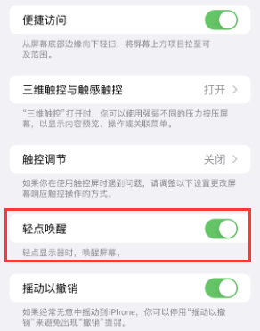 卫滨苹果授权维修站分享iPhone轻点无法唤醒怎么办