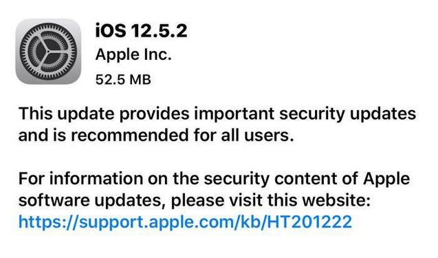 卫滨苹果手机维修分享iOS12.5.2发布，建议所有老苹果用户安装 